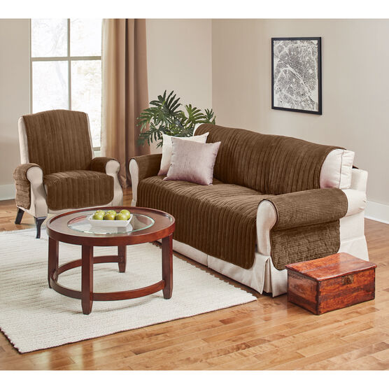 Sofa Reversible Plush Stripe Furniture Protector, 