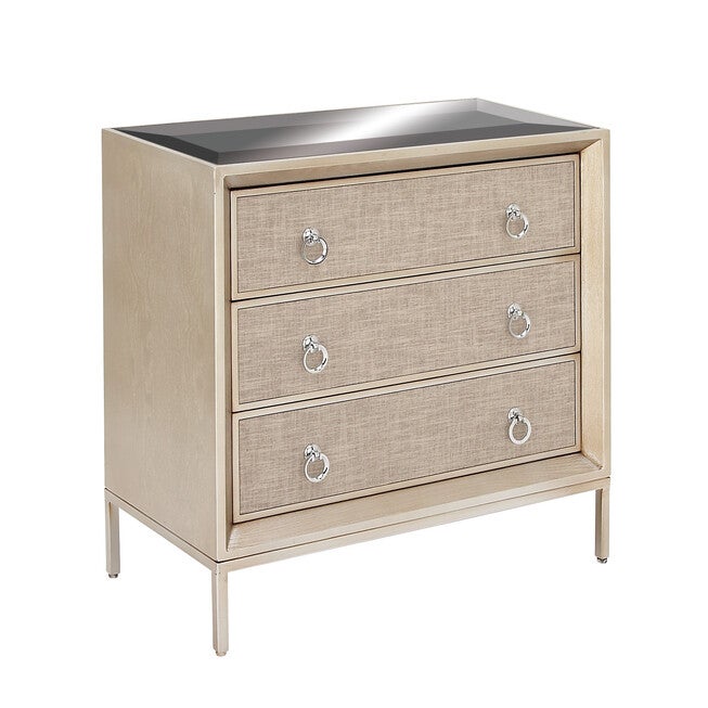 Beige Linen and Wood Glam Chest, 32x32x16, , alternate image number 2