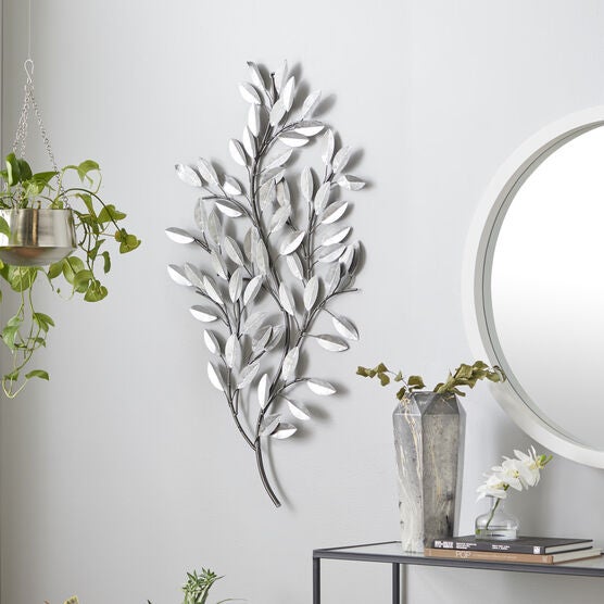 Silver Metal Glam Floral Wall Decor, , alternate image number null