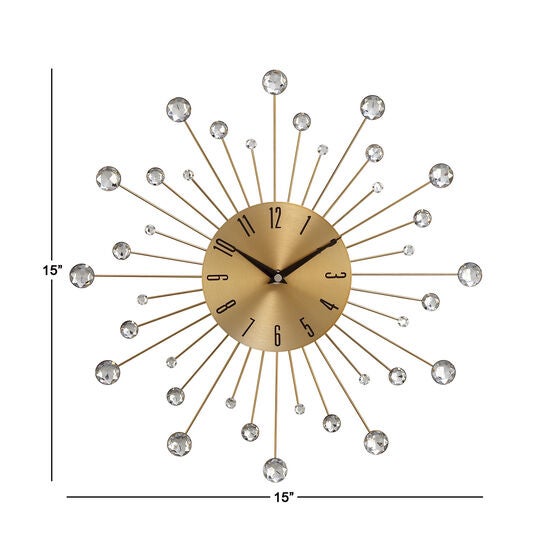 Gold Glam Metal Wall Clock, , alternate image number null