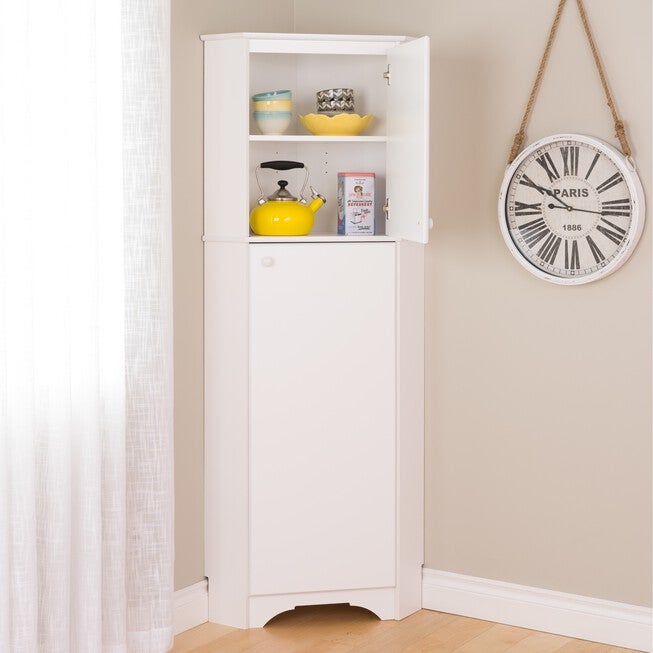 Elite White Tall 2-Door Corner Storage Cabinet, , alternate image number 3