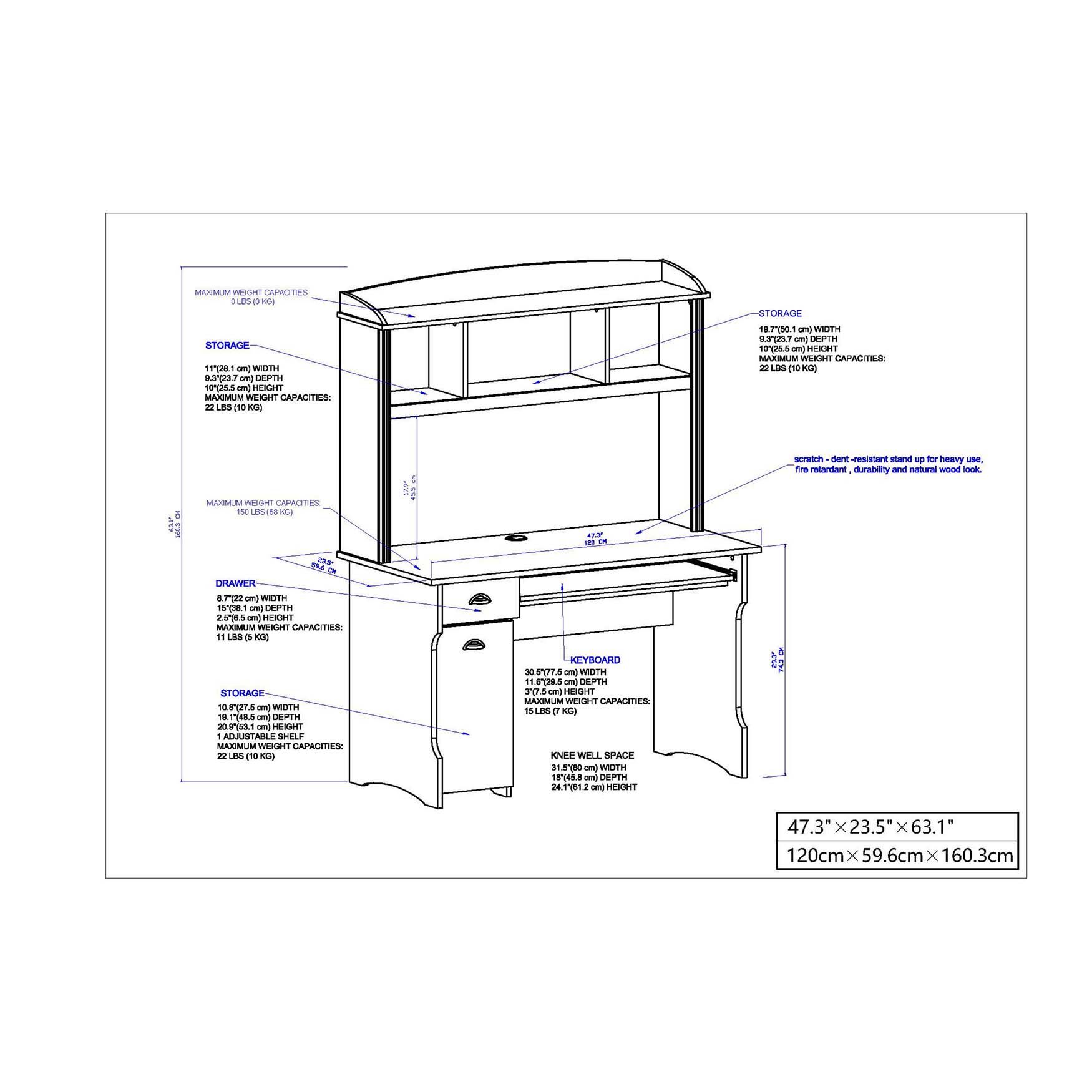 Writing Desk With Hutch, , alternate image number 16