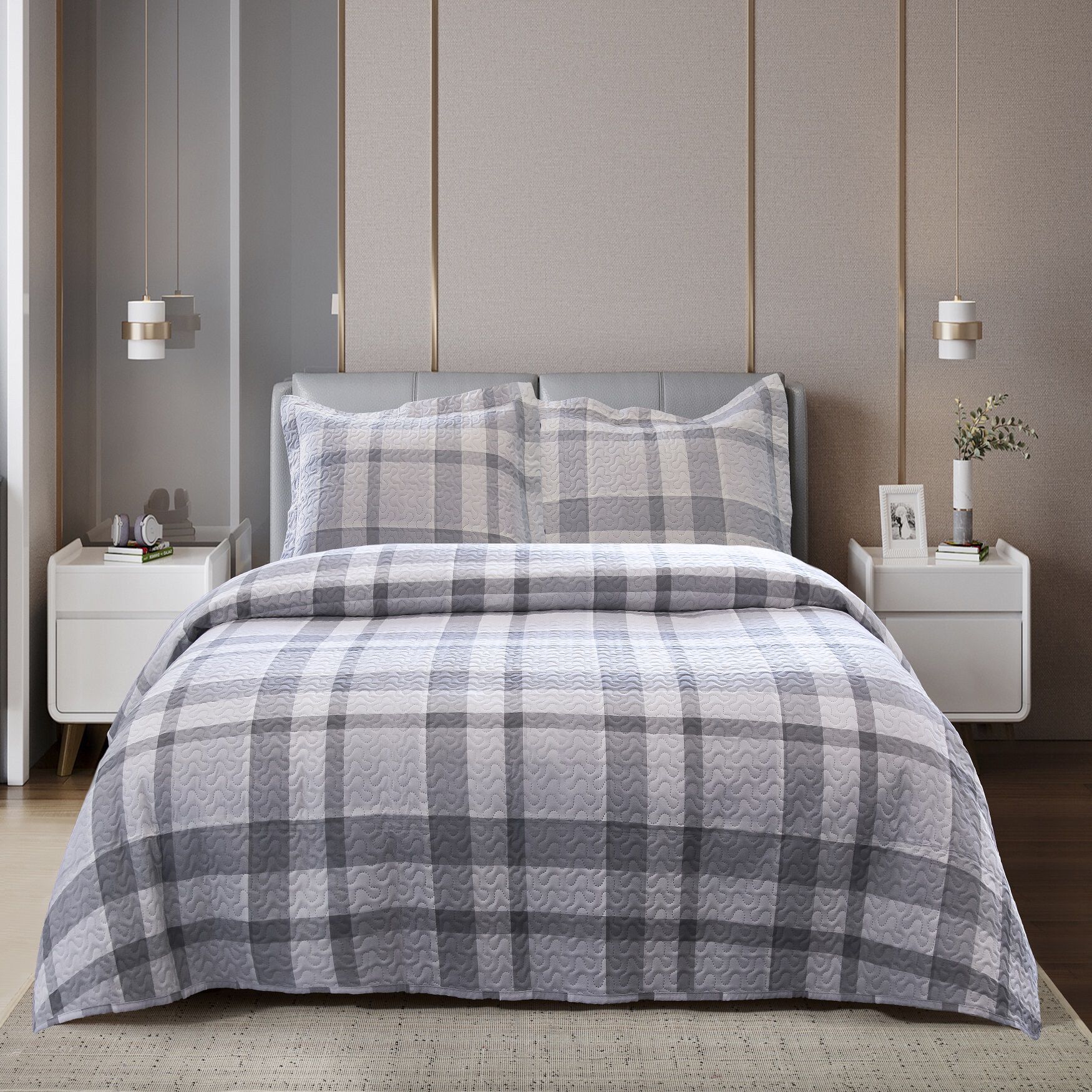 Blue Plaid Quilt Set Brylane Home