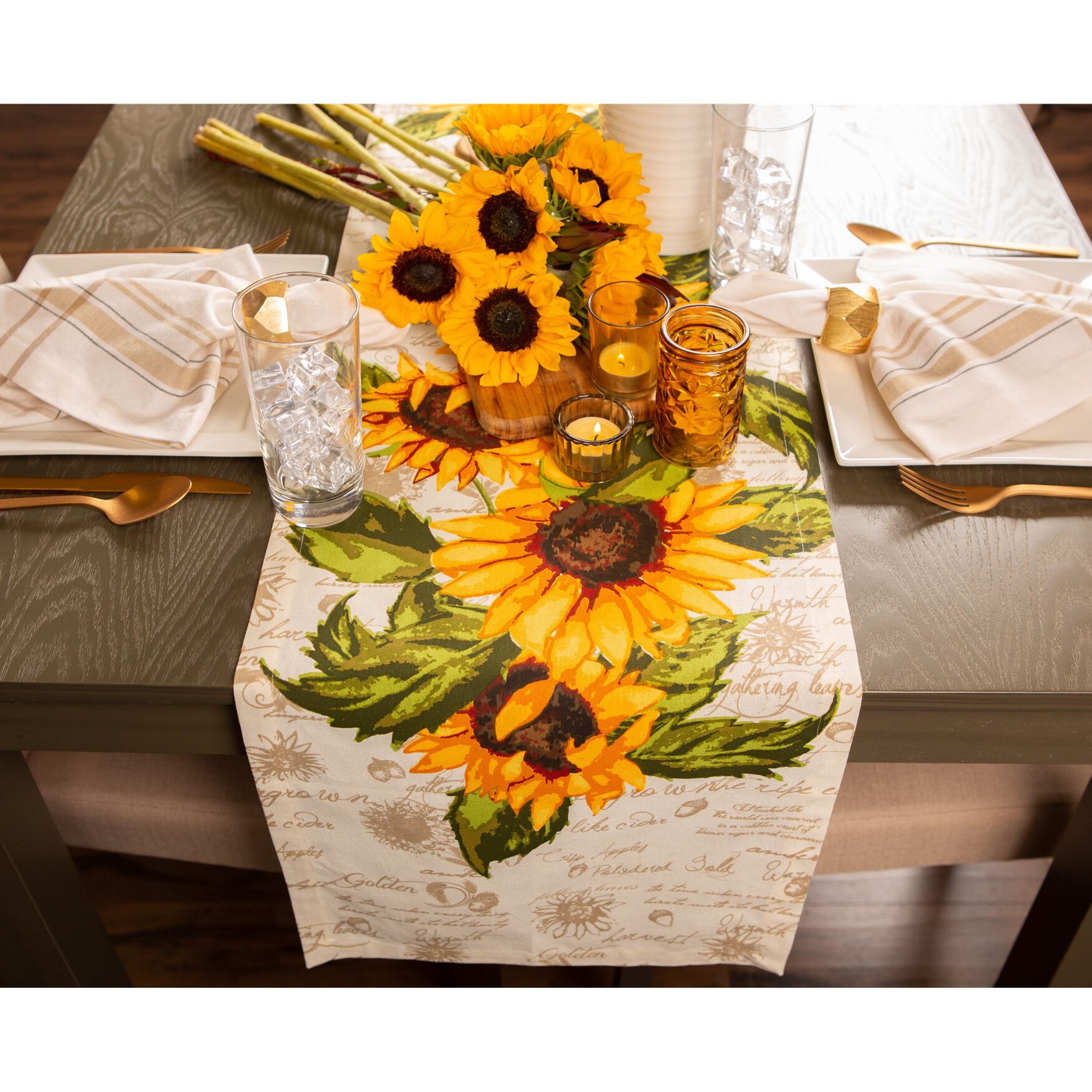 Rustic Sunflowers Printed Table Runner 14x72, , alternate image number 4