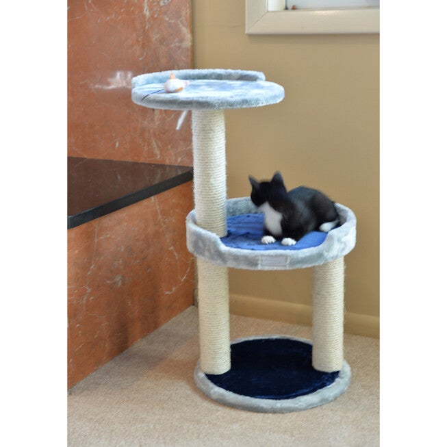 Three-Level Compact Real Wood Cat Scratcher With Perch, , alternate image number null