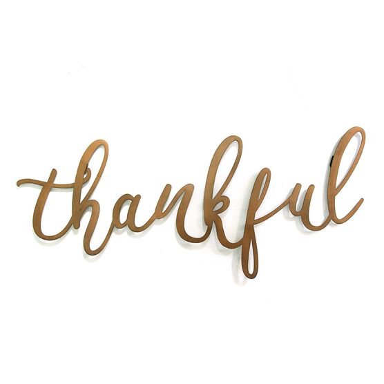Bronze "thankful" Script Wall Decor, BRONZE, hi-res image number null
