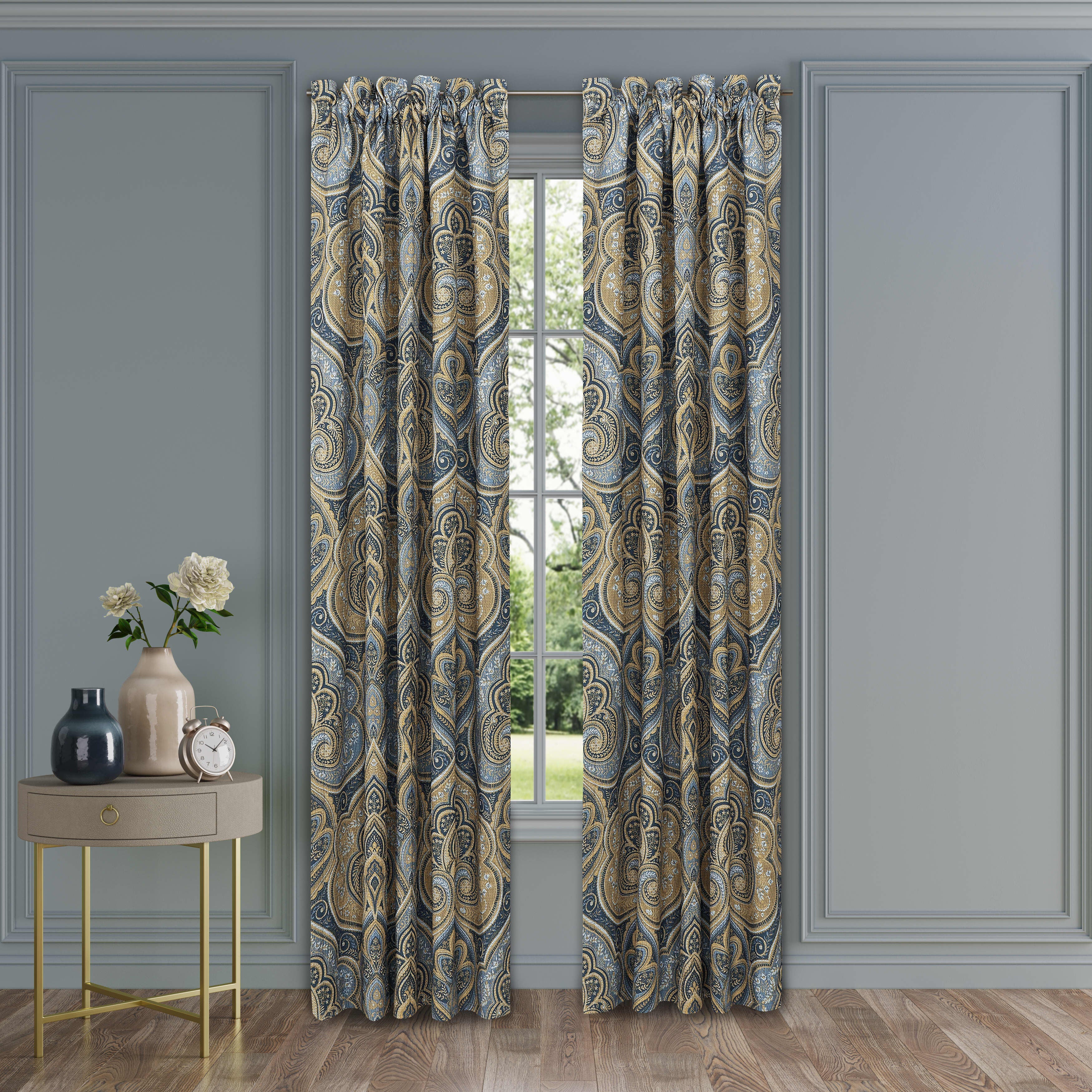 Messina Navy 84 Inch Window Panel Pair, NAVY, alternate image number null