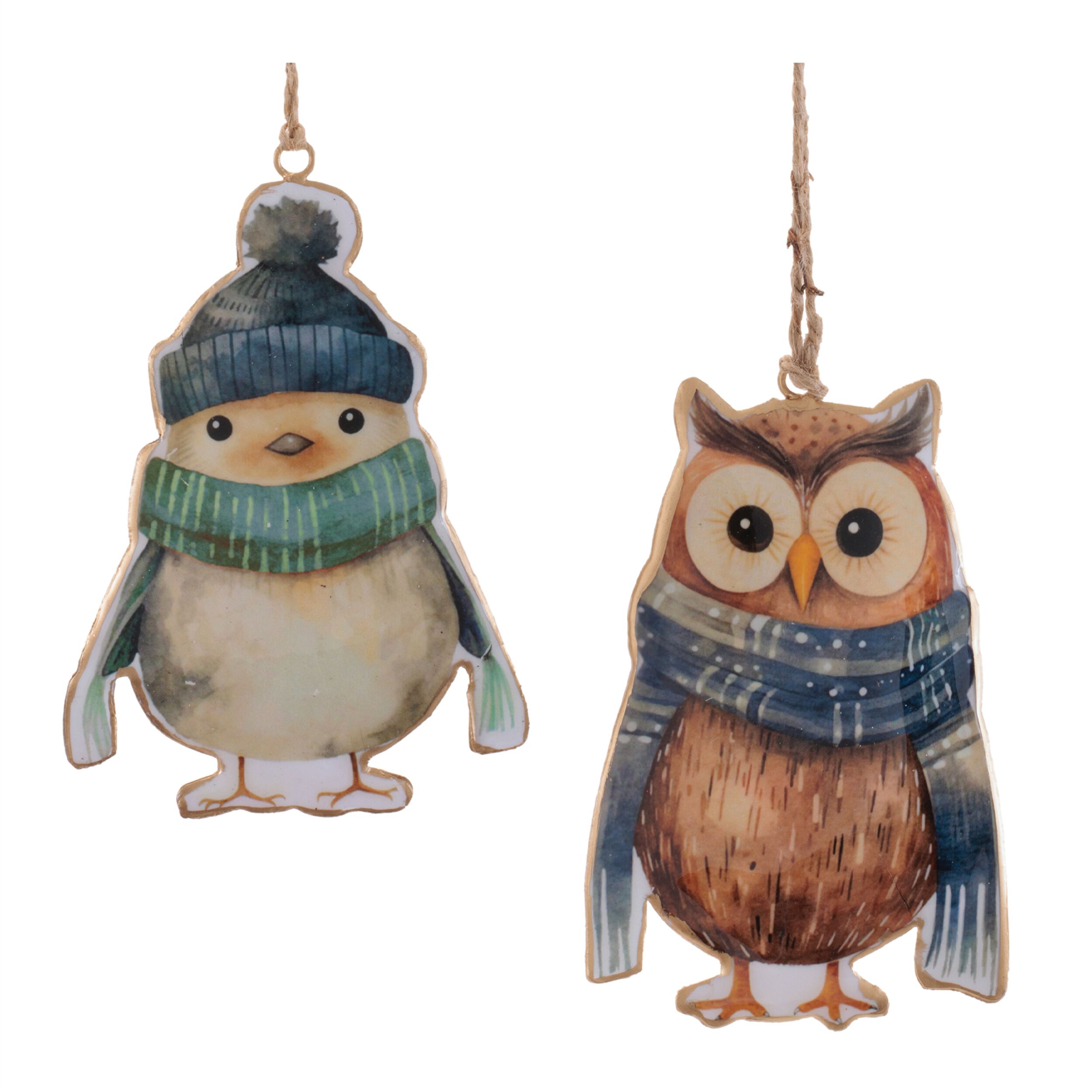 Iron Winter Owl and Bird Ornament  (Set of 6)
