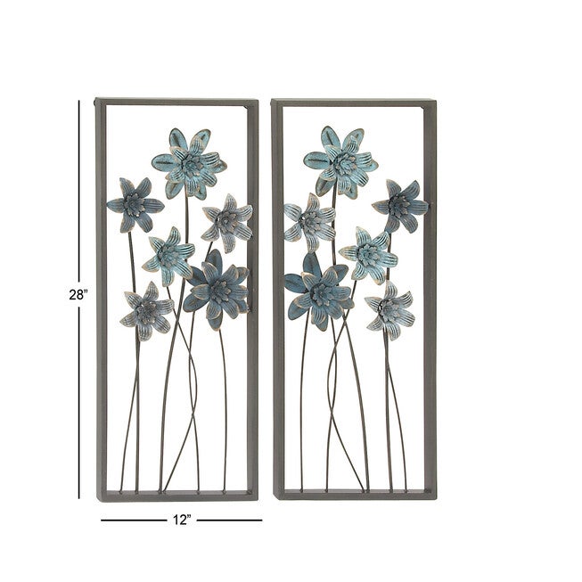 Set Of 2 Grey Metal Traditional Floral Wall Decor, , alternate image number 5