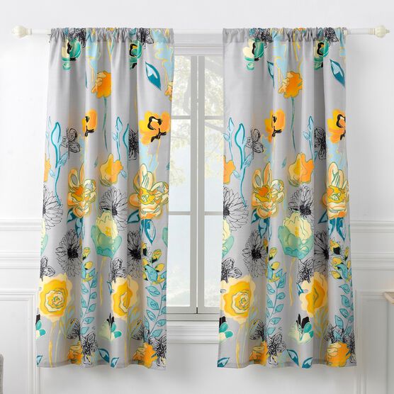 Watercolor Dream Curtain Panel Set, GRAY, hi-res image number null