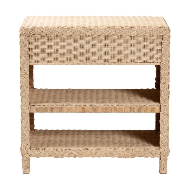 Lanica Japandi Sun Bleached Rattan 2-Drawer Console Table, PALE, alternate image number 5