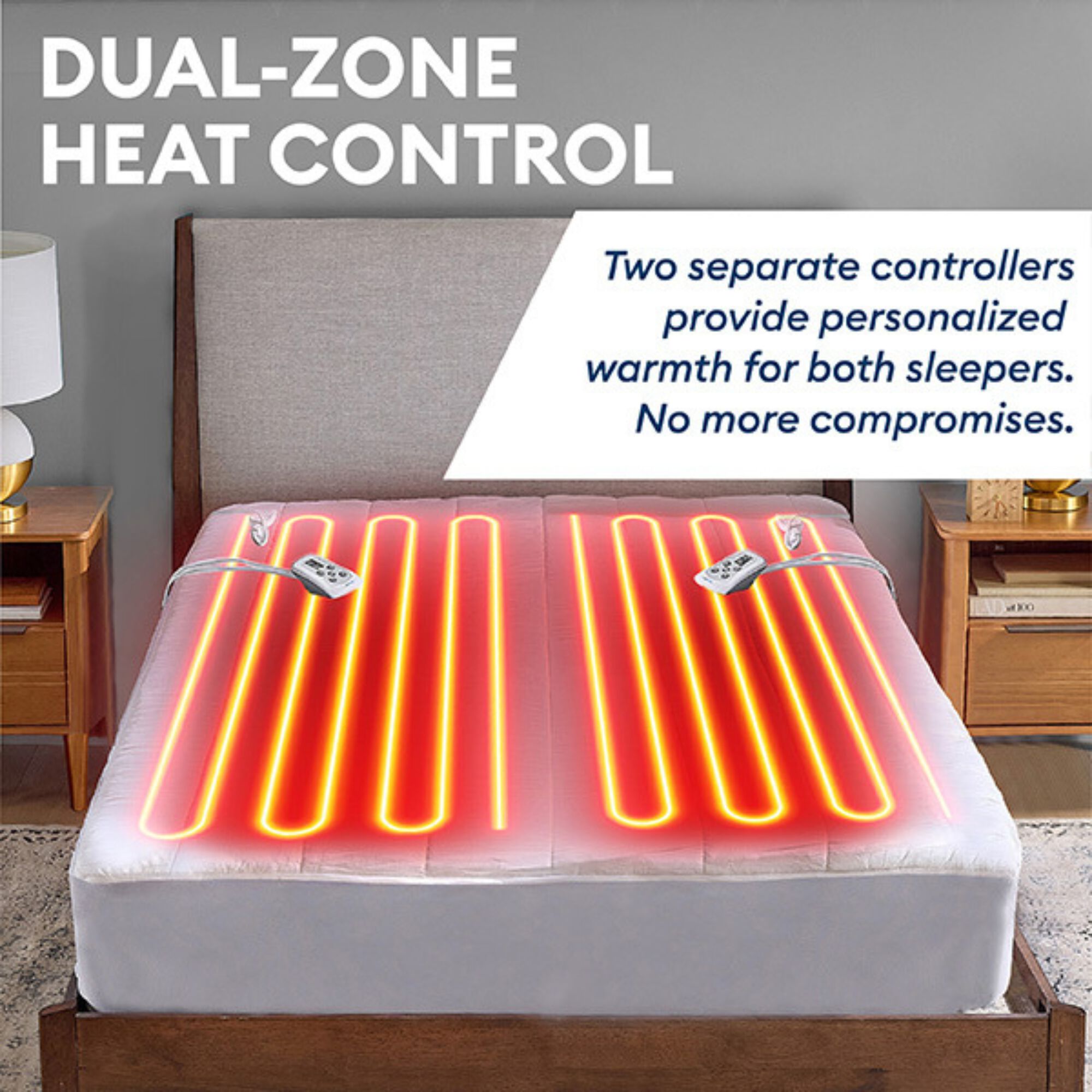 60 inches x 80 inches White Queen Heated Mattress Pad, WHITE, alternate image number 3