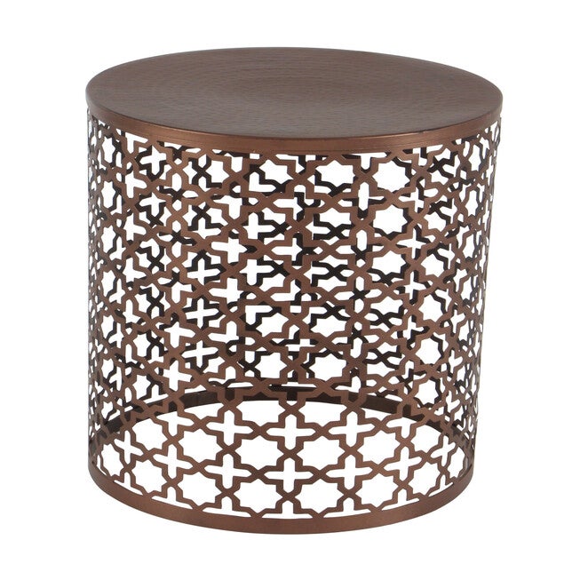 Set of 3 Brown Metal Industrial Accent Table, 20 inches, 18 inches, 16 inches, , alternate image number null