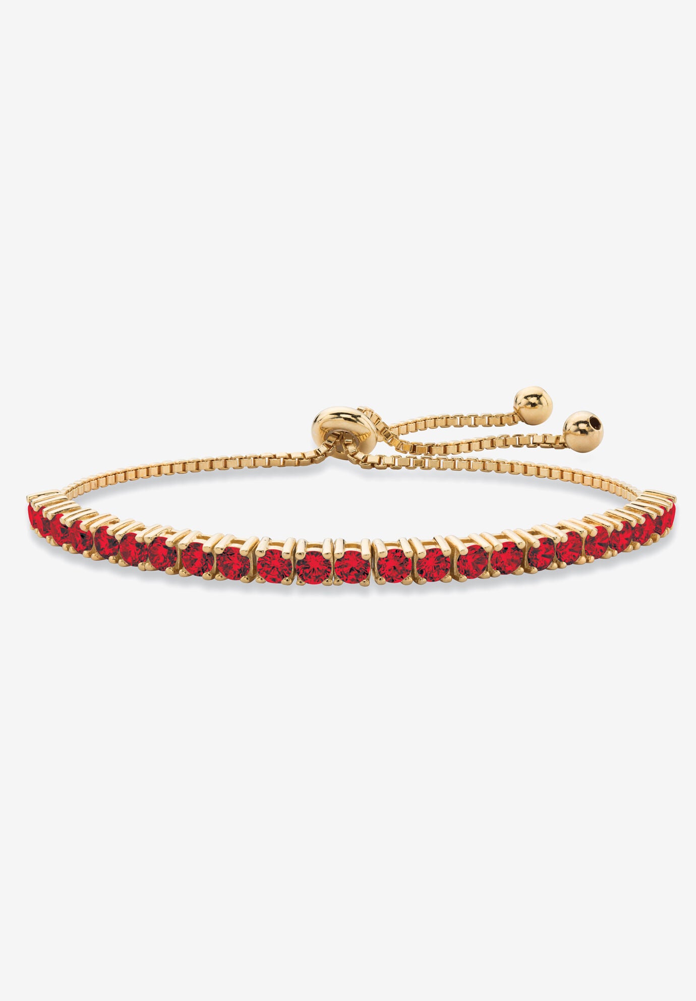 Gold-Plated Bolo Bracelet, Simulated Birthstone 9.25 inches Adjustable, JULY, hi-res image number 0