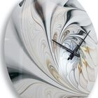 White Stained Glass Floral Art Modern Wall Clock, , alternate image number null