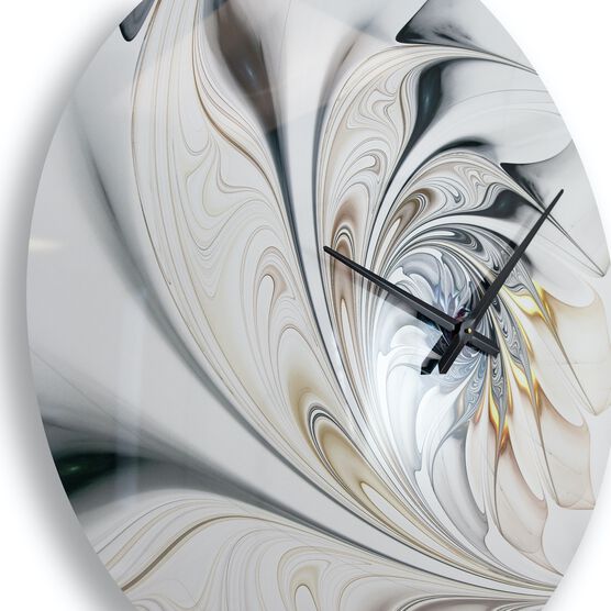 White Stained Glass Floral Art Modern Wall Clock, , alternate image number null