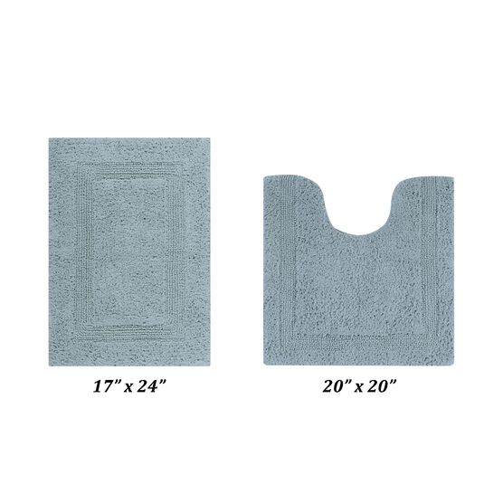 Lux Collectionis Bath Mat Rug 2 Piece Set (17" x 24" | 20" x 20"), BLUE, hi-res image number null