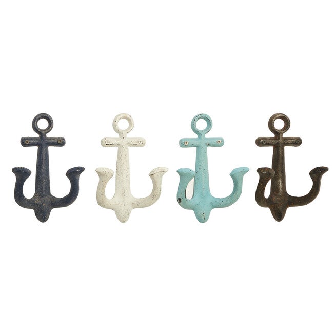 Set Of 4 Multi Colored Metal Coastal Wall Hook Wall Hook, , alternate image number 2