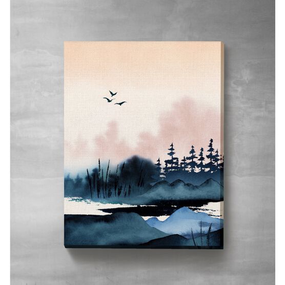 Lake In Winter Watercolor, O, hi-res image number null