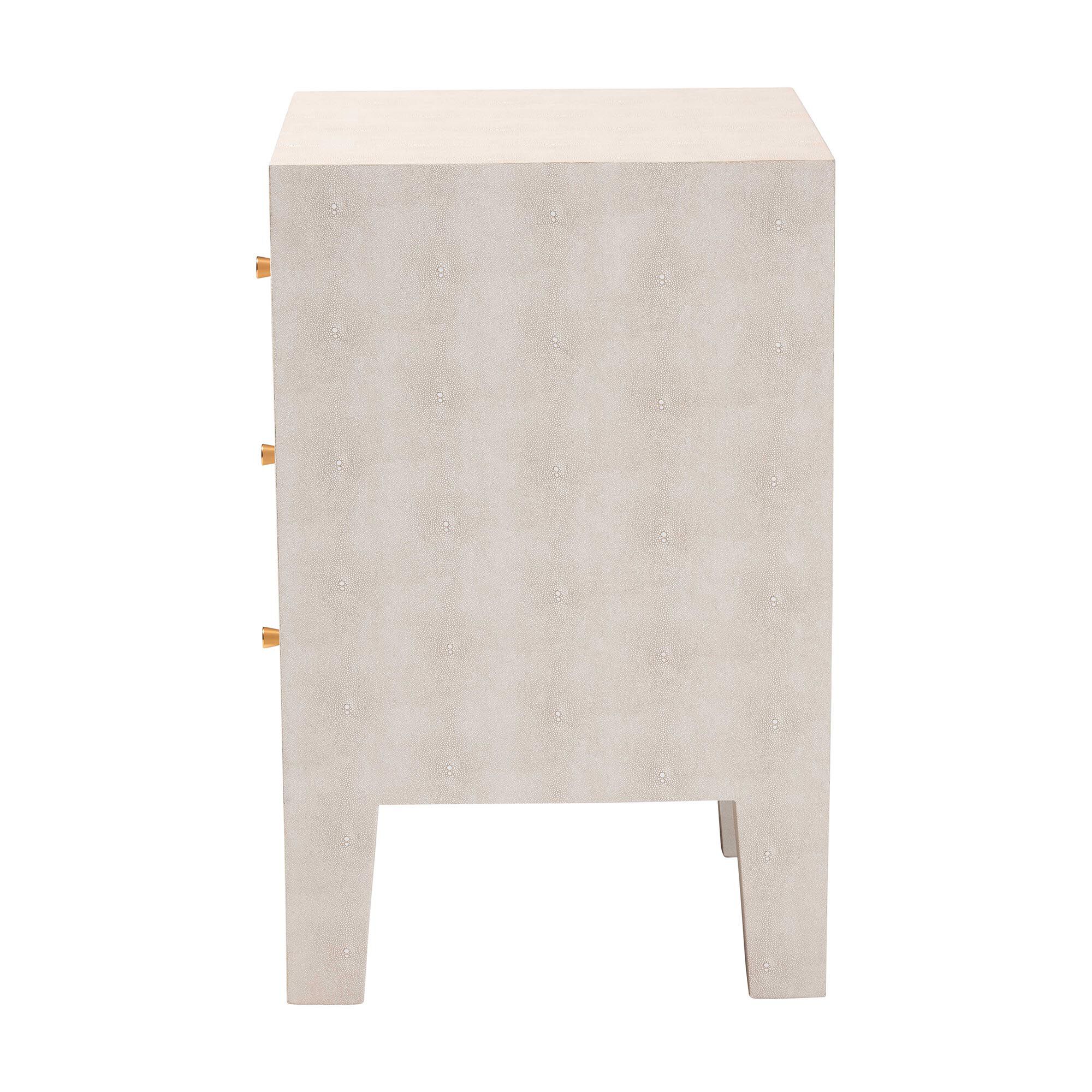 Leyna Modern Beige Faux Shagreen 3-Drawer End Table, BEIGE, alternate image number 4