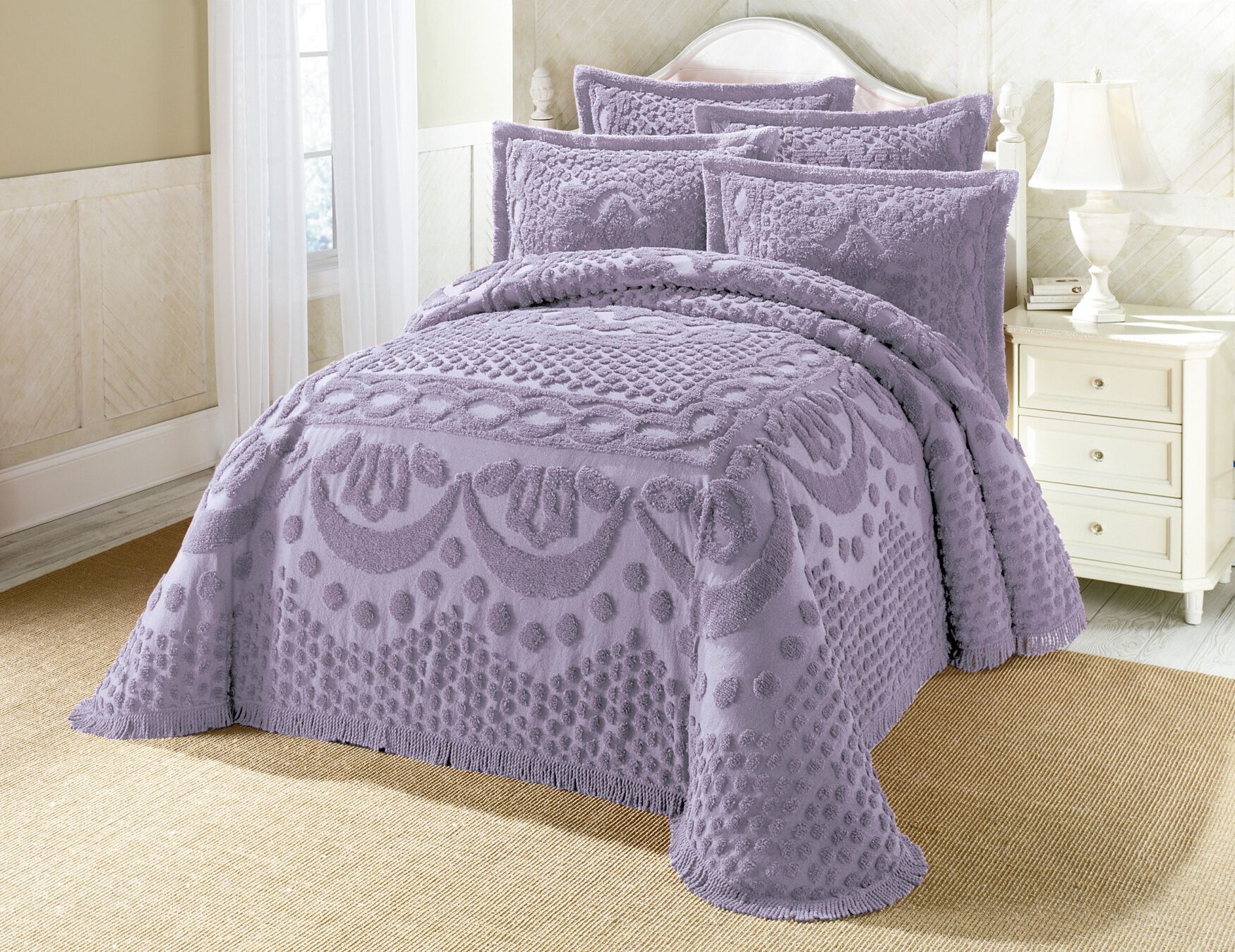 Cotton Chenille Bedspread - Dark Grey main image 0