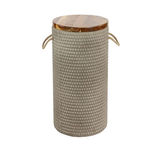 Beige Cement Modern Outdoor Accent Table, , alternate image number null