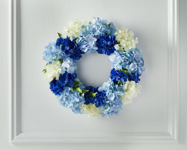 Blue Hydrangea Wreath, , on-hover image number 1