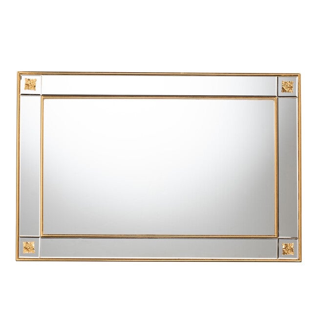 Iara Modern Glam And Luxe Antique Goldleaf Finished Wood Accent Wall Mirror, , on-hover image number 1