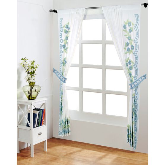 Bloomfield Collection in Floral Design 100% Cotton Tufted Chenille Curtain 2 Piece Set , , on-hover image number null