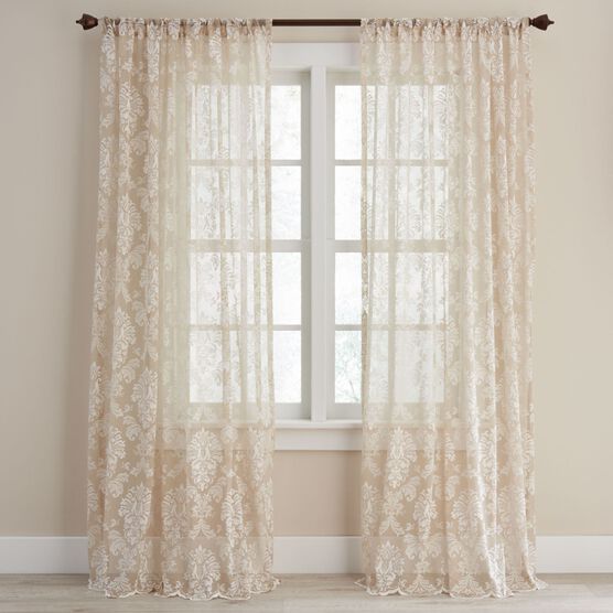 Damask Lace Rod Pocket Panel Curtains Drapes Brylane Home