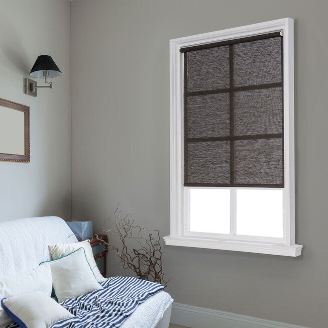 Cut-to-Width Spring Natural Roller Shade, BLACK, hi-res image number 0