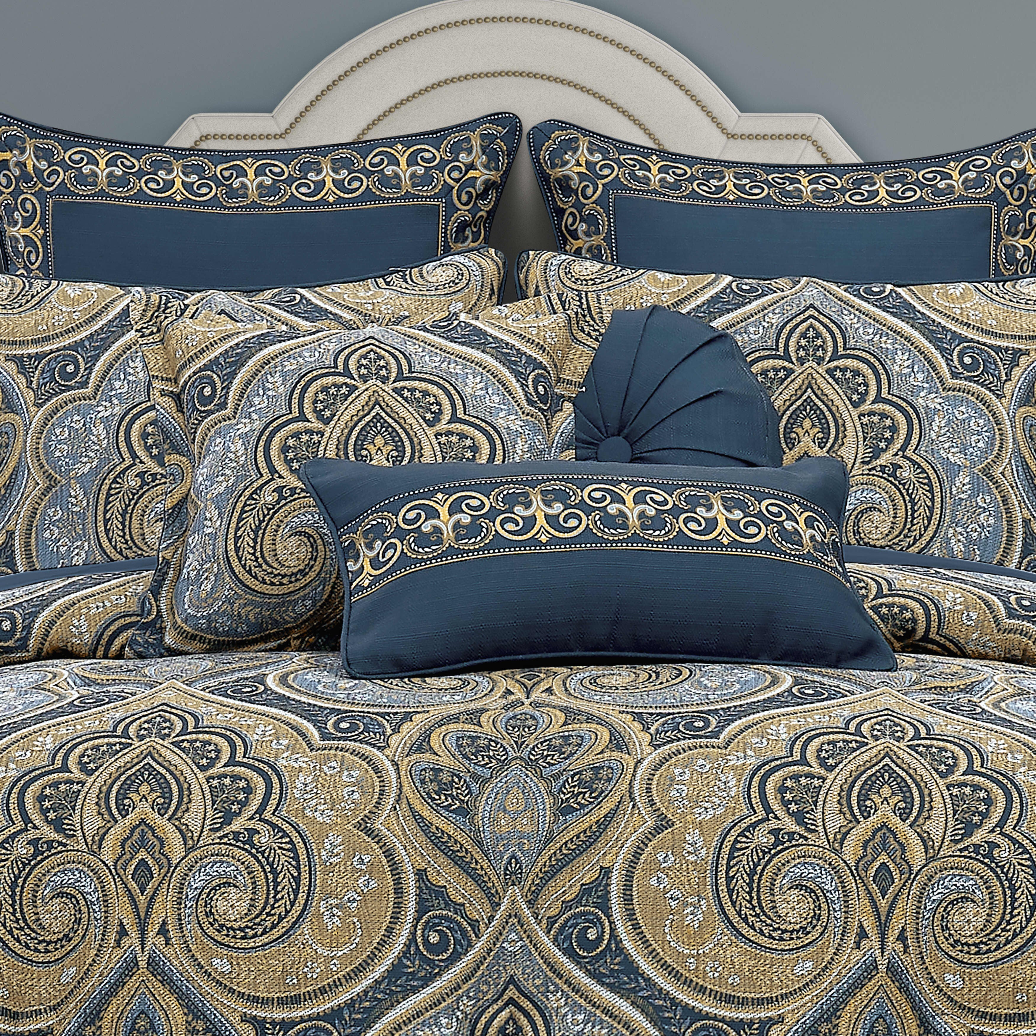 Messina Navy Boudoir Decorative Throw Pillow, NAVY, alternate image number 2