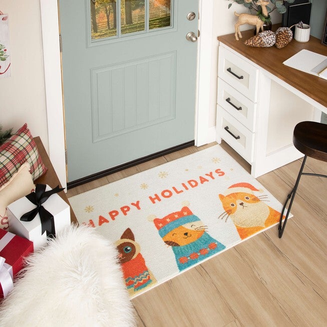 Holiday Cats Kitchen Rug, , alternate image number null