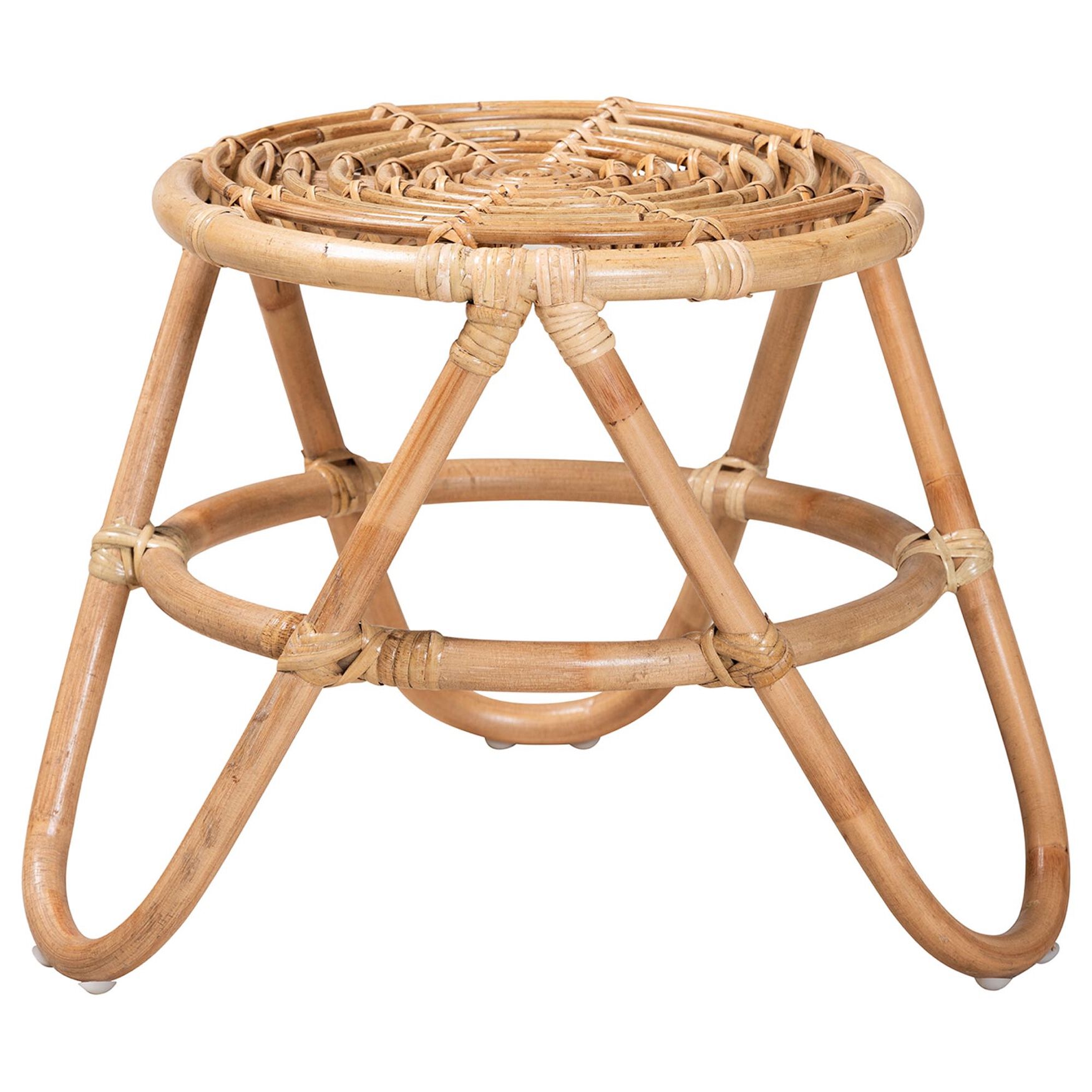 Jacinda Modern Bohemian Natural Brown Rattan End Table, NATURAL BROWN RATTAN, hi-res image number 0