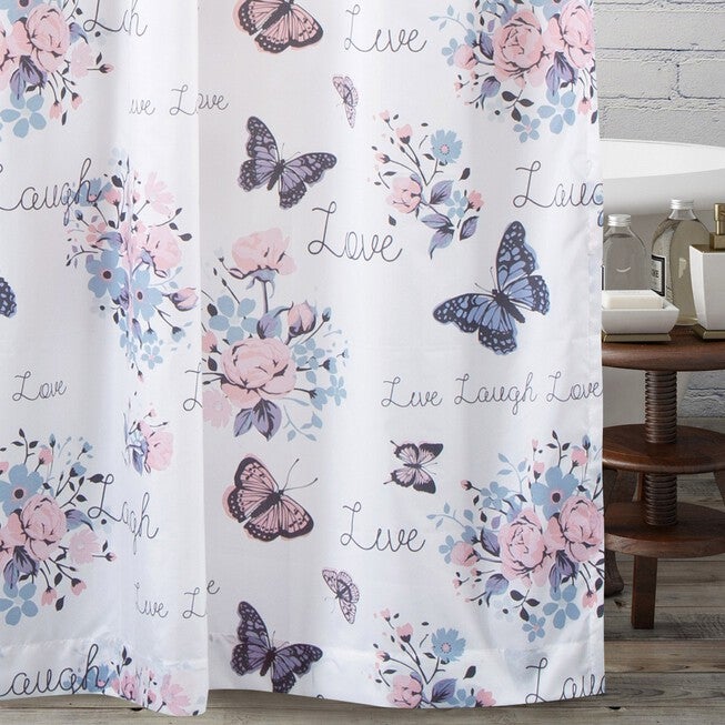 Garden Joy Shower Curtain, WHITE, hi-res image number 0