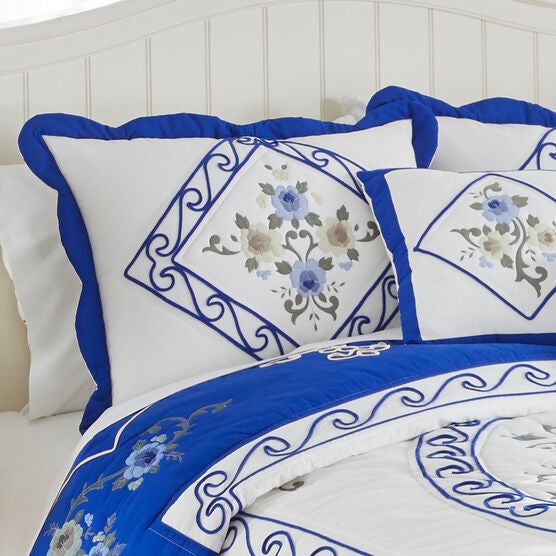 Ava Embroidered Cotton Sham, Ava Embroidered Cotton Sham,