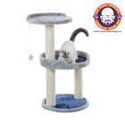 Three-Level Compact Real Wood Cat Scratcher With Perch, SILVER, hi-res image number null