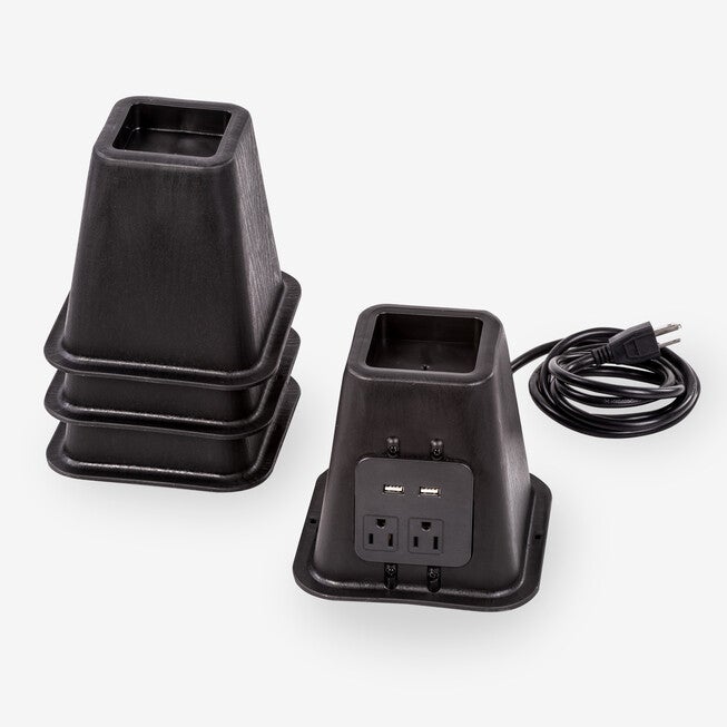 Set of 4 Bed Risers with Power Outlets & USB Ports, , alternate image number null