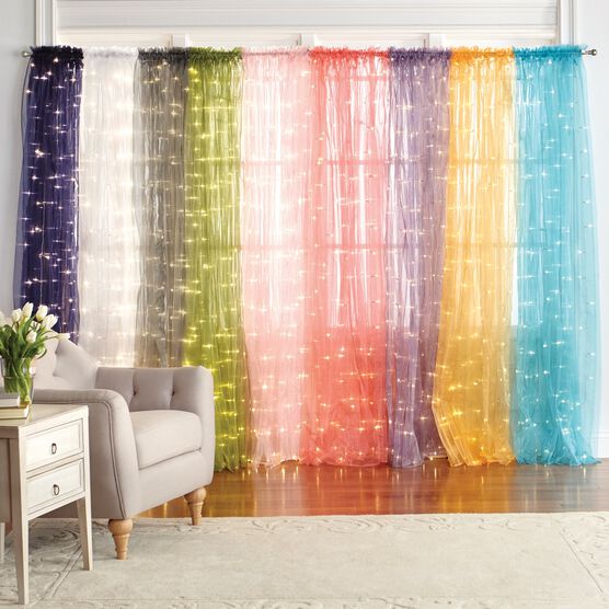 84" Pre-Lit Rod-Pocket Curtain Panel, 84" Pre-Lit Rod-Pocket Curtain Panel,