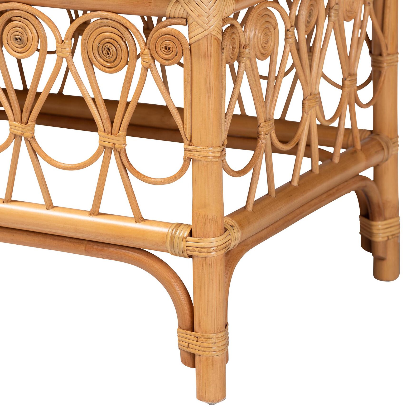 Ibiza Modern bohemian Natural Brown Rattan Bench, , alternate image number 9