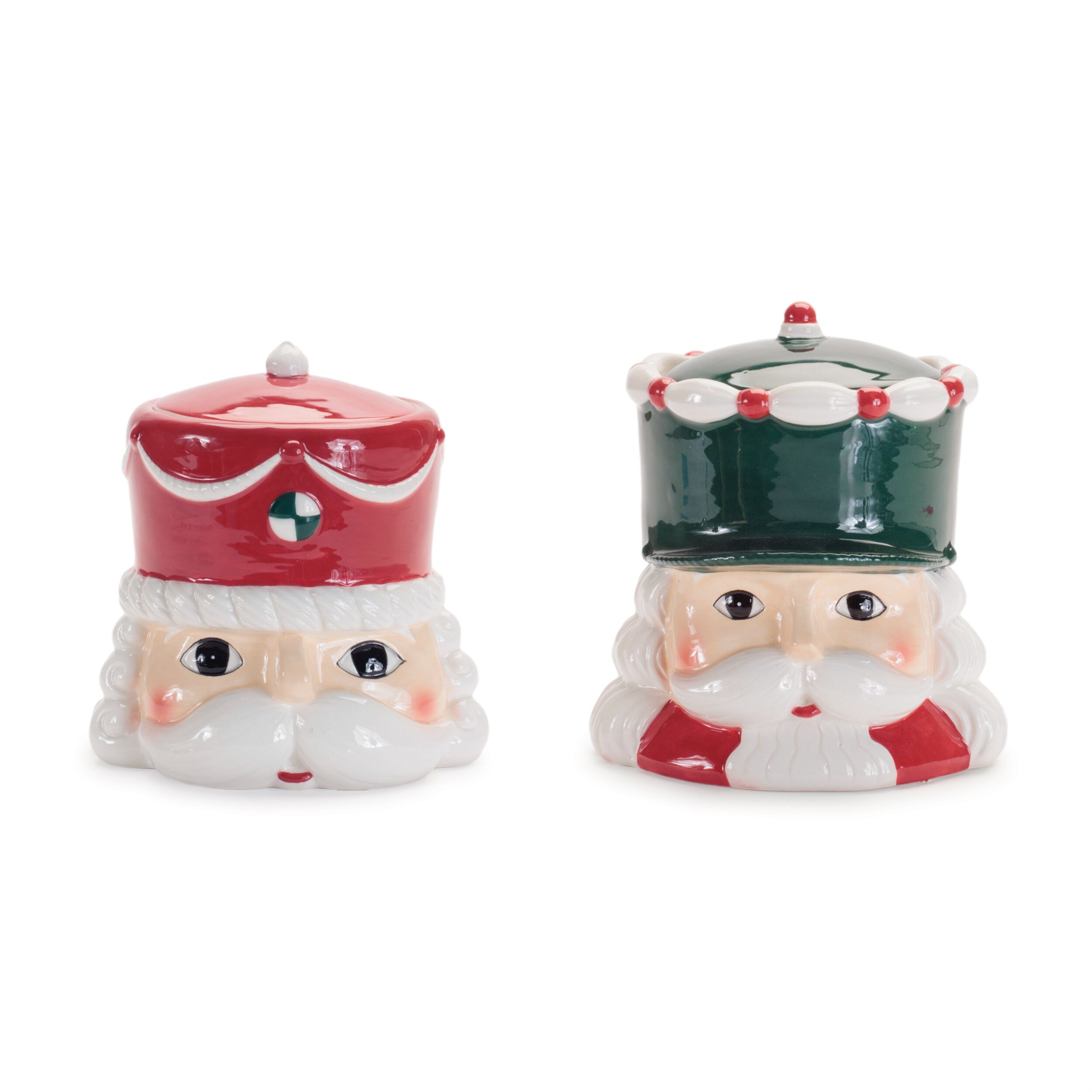 Ceramic Nutcracker Canister (Set of 2), WHITE RED GREEN, alternate image number 1