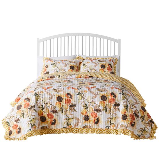 Somerset Ruffled Gingham Quilt And Pillow Sham Set, , alternate image number null