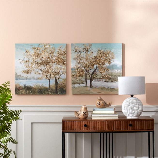 Framed Tree Canvas Art (Set of 2), BLUE BEIGE, alternate image number null
