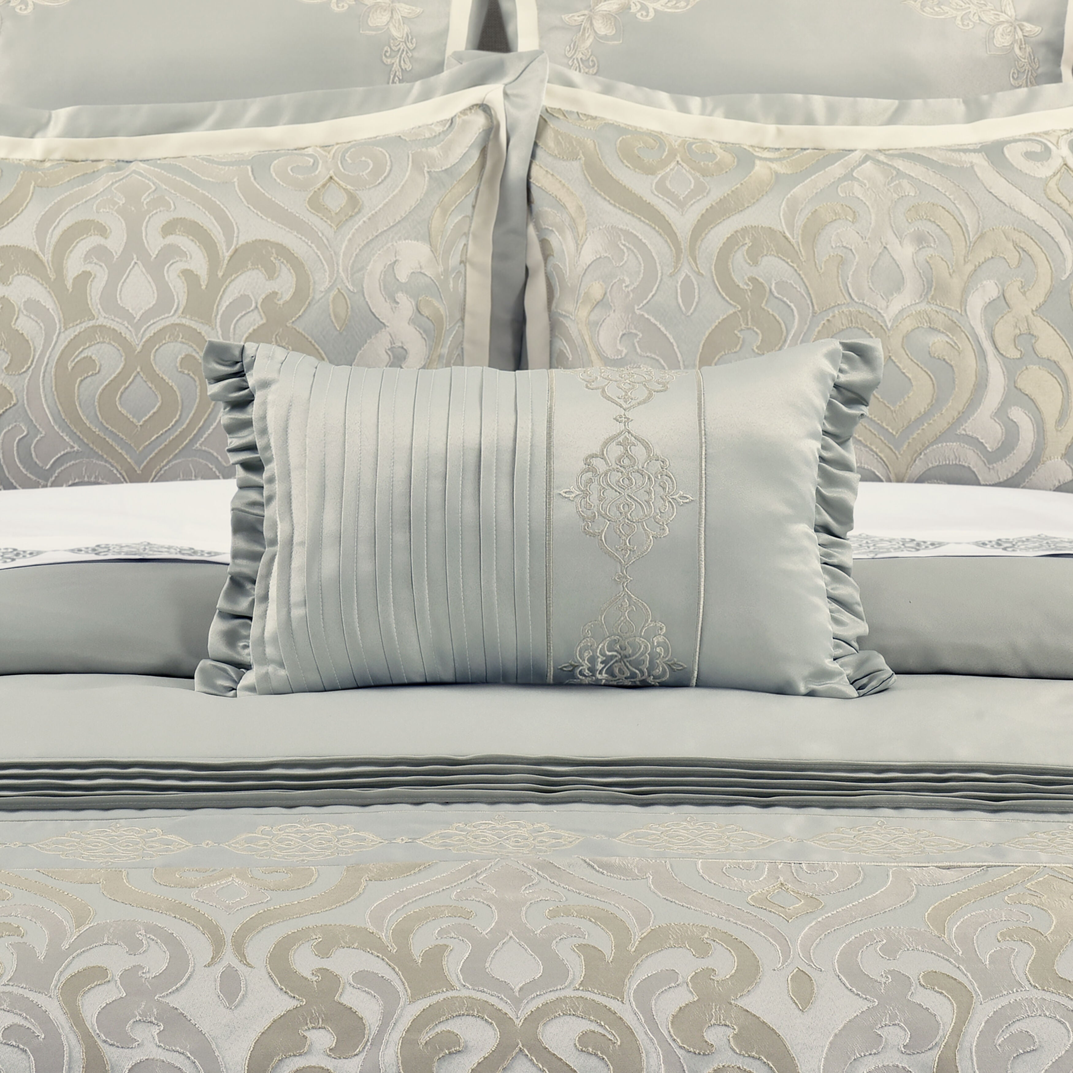 CALMFIELD BOUDOIR DECORATIVE THROW PILLOW, AQUA, hi-res image number 0