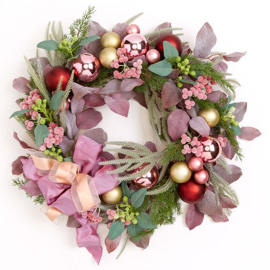 Blush Christmas Wreath, PINK MULTI