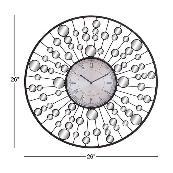 Black Glam Metal Wall Clock, , alternate image number null