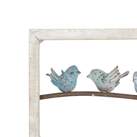 White Wood Farmhouse Birds Wall Decor, , alternate image number null