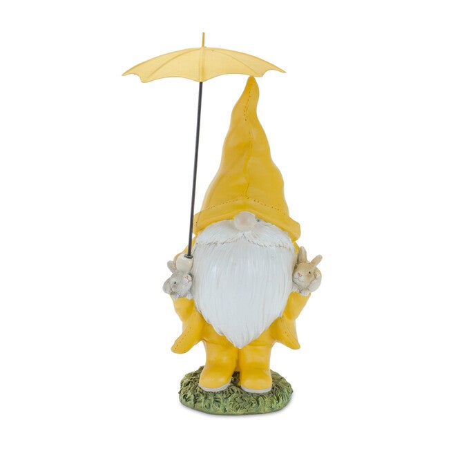 Garden Gnome With Umbrella And Woodland Animals (Set Of 4), , on-hover image number null
