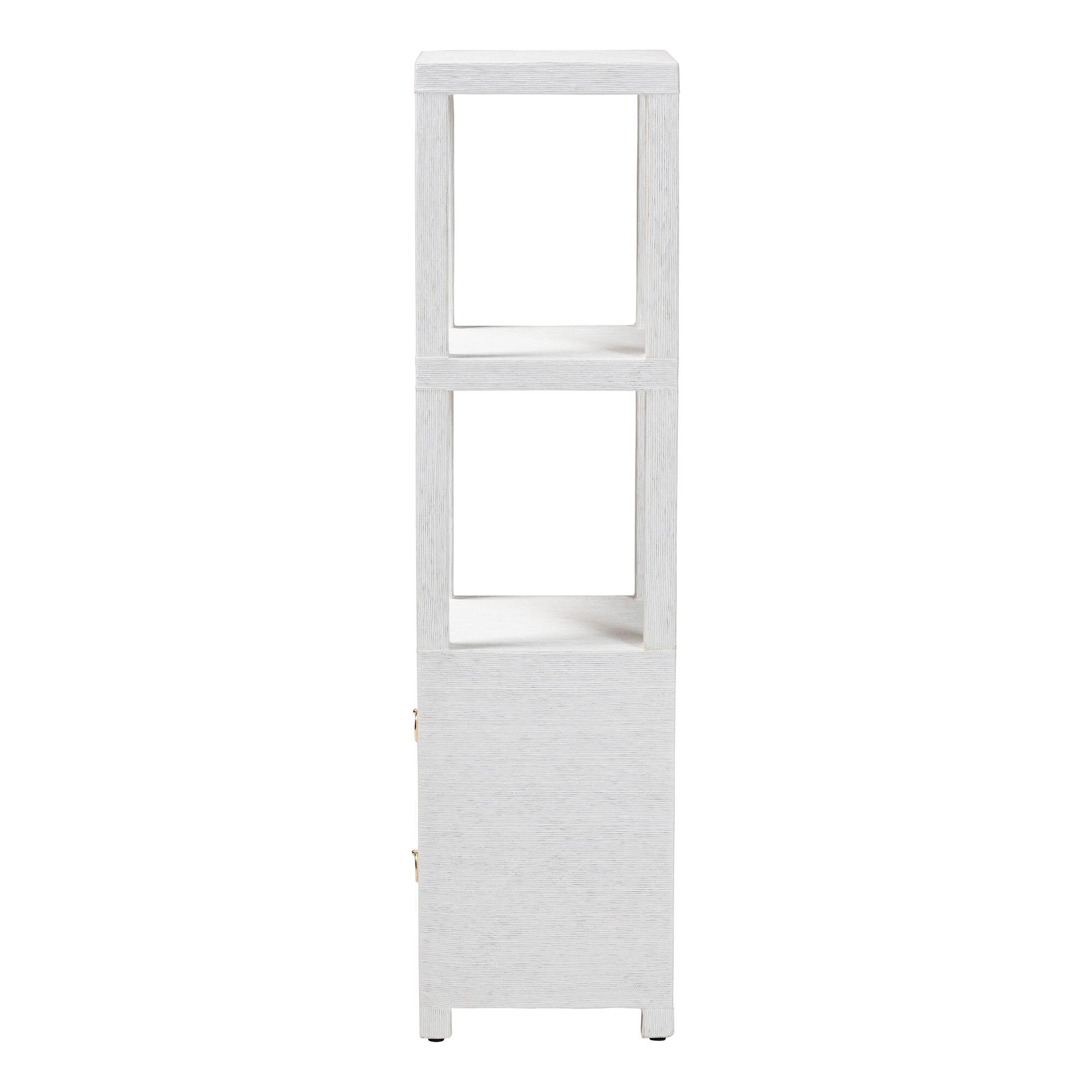 Xavier Grasscloth Tall Storage Cabinet, WHITE, alternate image number 4