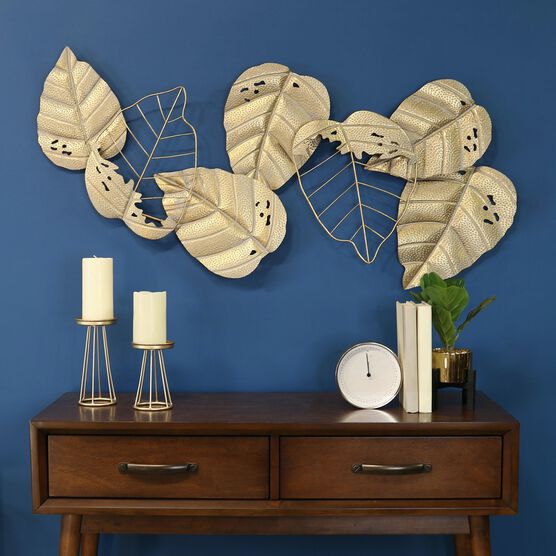 Metal Gold Leaves Centerpiece Wall Decor, , alternate image number null